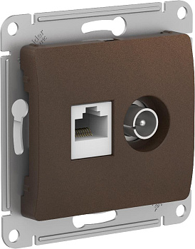 Розетка двойная ТВ+компьютерная RJ45, категория 5Е Glossa SE шоколад в Хабаровске