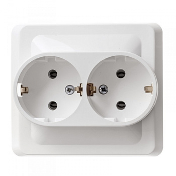 Розетка двойная ЭТЮД SE с заземлением белая в Хабаровске