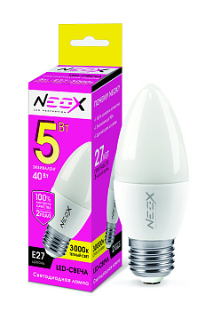 Лампа светодиодная LED-СВЕЧА 5Вт 230В Е27 3000К 400Лм NEOX в Хабаровске