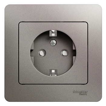 Розетка одинарная Glossa SE с заземлением со шторками платина в Хабаровске