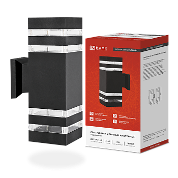 Светильник уличный настенный двусторонний НБУ POLO-S-2хA60-BL алюминиевый черный IP54 IN HOME в Хабаровске