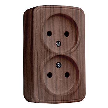 Розетка 2-местная ОП Минск 10А без заземления тёмное дерево EKF в Хабаровске