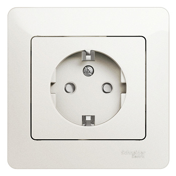 Розетка одинарная Glossa SE с заземлением со шторками перламутр в Хабаровске