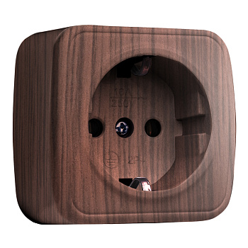 Розетка 1-местная ОП Минск 16А с заземлением тёмное дерево EKF в Хабаровске