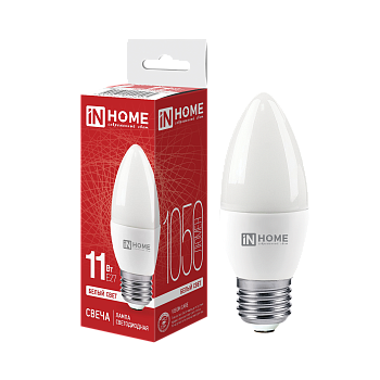Лампа светодиодная LED-СВЕЧА-VC 11Вт 230В Е27 4000К 1050Лм IN HOME в Хабаровске