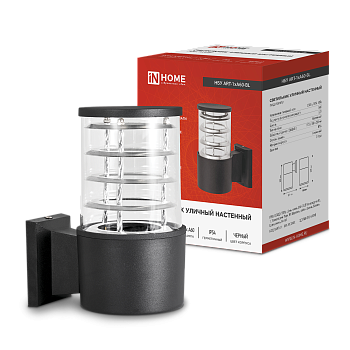 Светильник уличный настенный односторонний НБУ ART-1хA60-BL алюминиевый черный IP54 IN HOME в Хабаровске