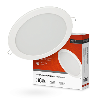 Панель светодиодная встраиваемая круглая RLP-VC 36Вт 230В 4000К 2880Лм 220мм белая IP40 IN HOME в Хабаровске