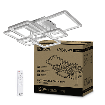 Светильник светодиодный ELEGANT ARISTO-W 120Вт 230В 3000-6500K 8400Лм 685х585х150мм пульт ДУ белый IN HOME в Хабаровске