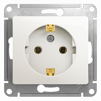 Розетка одинарная Glossa SE с заземлением перламутр в Хабаровске